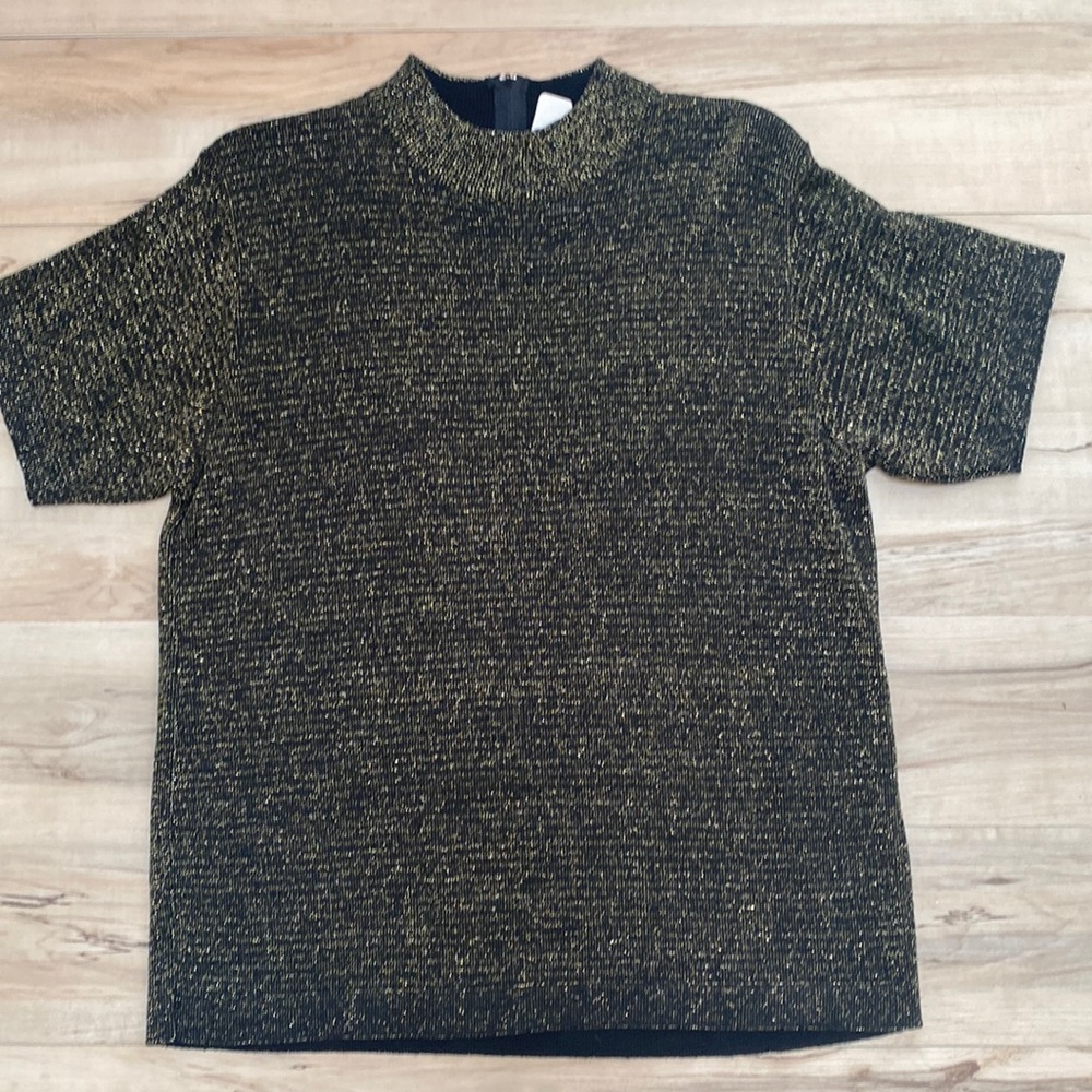 Rochelle California Womens L Black & Gold Blouse